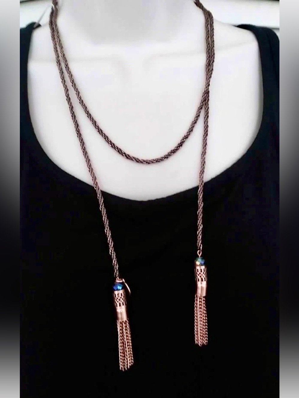 Alex & Ani Rose Gold Long Tassel wrap Rope energy infused Necklace